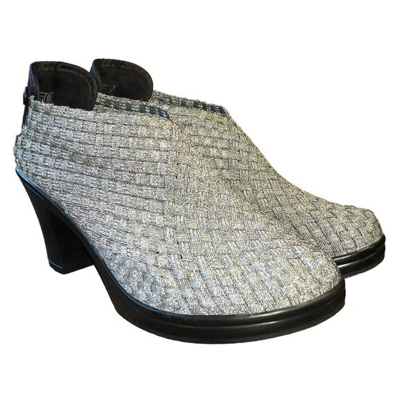 Bernie Mev Chesca Pump Shootie Womens 37 6-6.5 Silver Black Metallic Futuristic - Picture 1 of 11